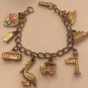 Vintage gold tome charm bracelet